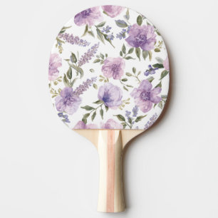 Raquette De Ping Pong Aquarelle botanique florale violette lavande