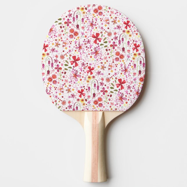Raquette De Ping Pong Aquarelle de fleurs sauvages (Devant)