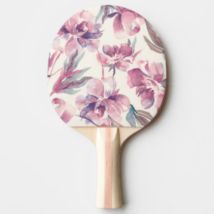 Raquette De Ping Pong Aquarelle de pivoines : arrière - plan floral tran