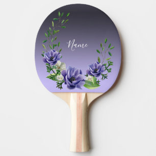 Raquette De Ping Pong Aquarelle Fleurs violettes Ping Pong