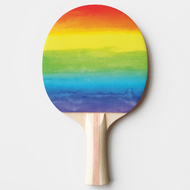 Raquette De Ping Pong Aquarelle Rainbow Pride brillant Vibrant (Devant)
