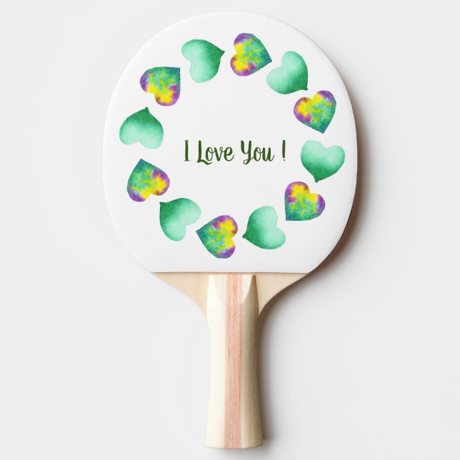 Raquette De Ping Pong Aquarelle romantique Cute Vert Saint Valentin (Devant)