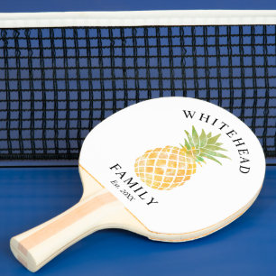 Raquette De Ping Pong Aquarelle tropicale ananas Monogramme