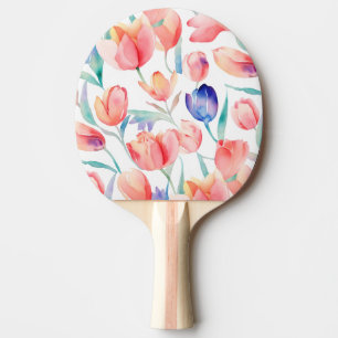 Raquette De Ping Pong Aquarelle Tulips Motif Ping Pong Paddle