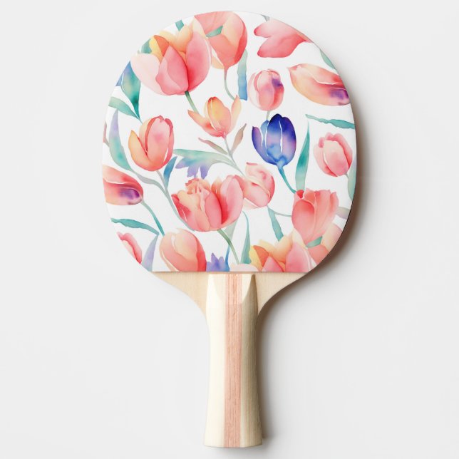 Raquette De Ping Pong Aquarelle Tulips Motif Ping Pong Paddle (Devant)