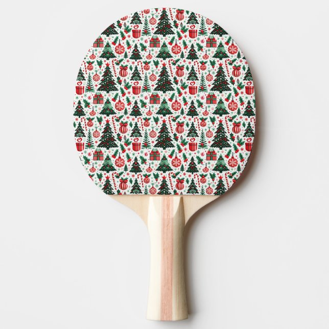Raquette De Ping Pong Arbre de Noël, cadeaux, sucre de canne (Devant)