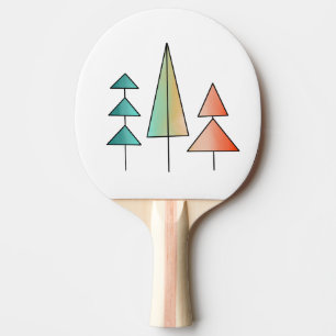 Raquette De Ping Pong arbres arc-en-ciel modernes du milieu du siècle ro