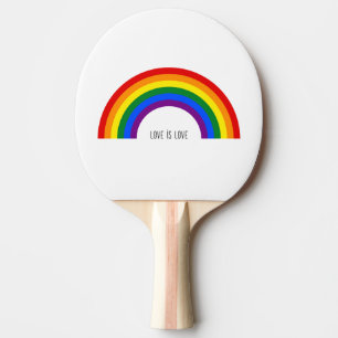 Raquette De Ping Pong Arc-en-ciel gay pride. L'amour est l'amour.