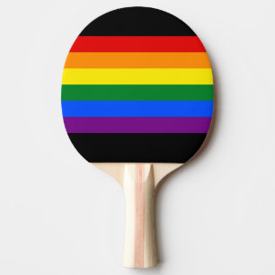 Raquette De Ping Pong Arc-en-ciel LGBTQ+ Drapeau Ping Paddle Bat (noir)