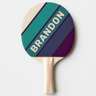 Raquette De Ping Pong Arc-en-ciel Violet Rétro Gras avec Nom