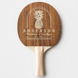 Raquette De Ping Pong Arche de mariage au pin et ananas Bois d'Orme & No