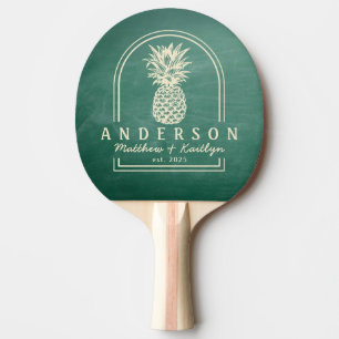 Raquette De Ping Pong Arche de mariage au tableau vert et à l'ananas & N