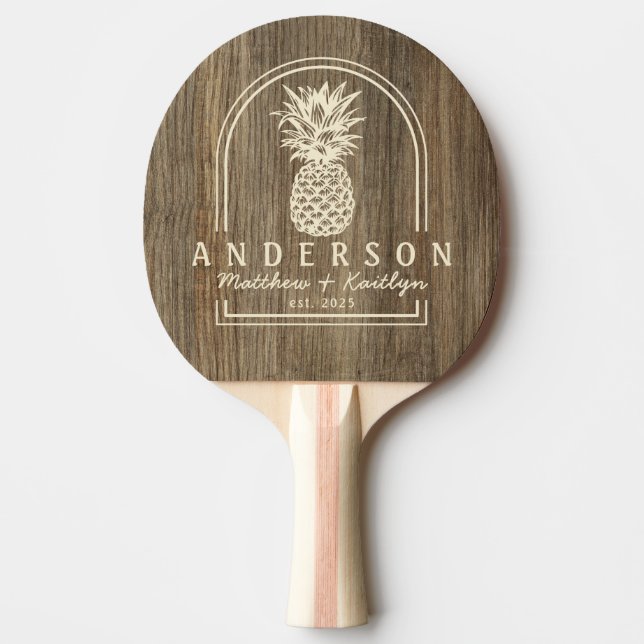 Raquette De Ping Pong Arche de mariage en bois de hickory et ananas avec (Devant)