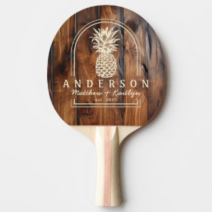 Raquette De Ping Pong Arche de mariage en bois sombre brillant en forme 