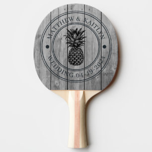 Raquette De Ping Pong Armoiries de mariage Pineapple Bois Gris Propres F