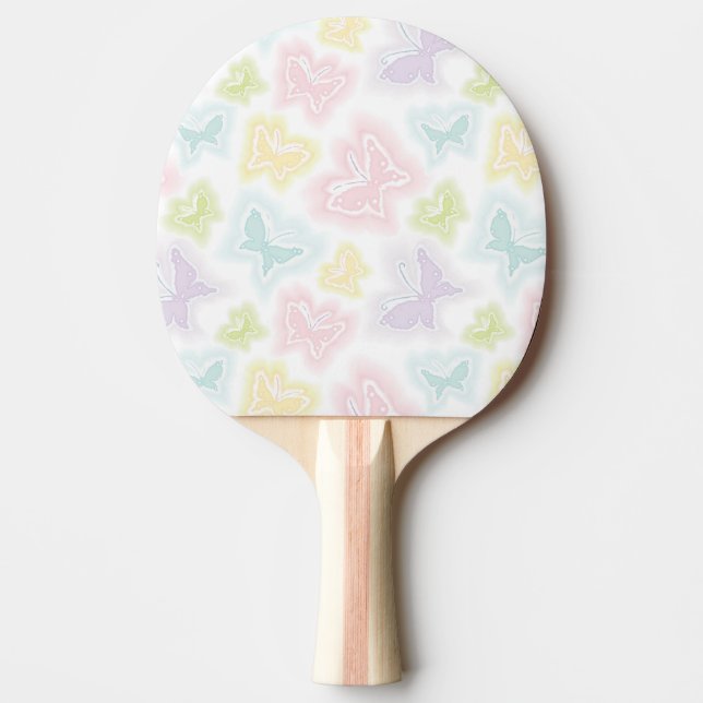 Raquette De Ping Pong Arrière - plan avec des papillons dans l'aquarelle (Devant)
