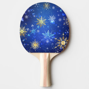 Raquette De Ping Pong Arrière - plan Bleu XMAS avec des flocons de neige
