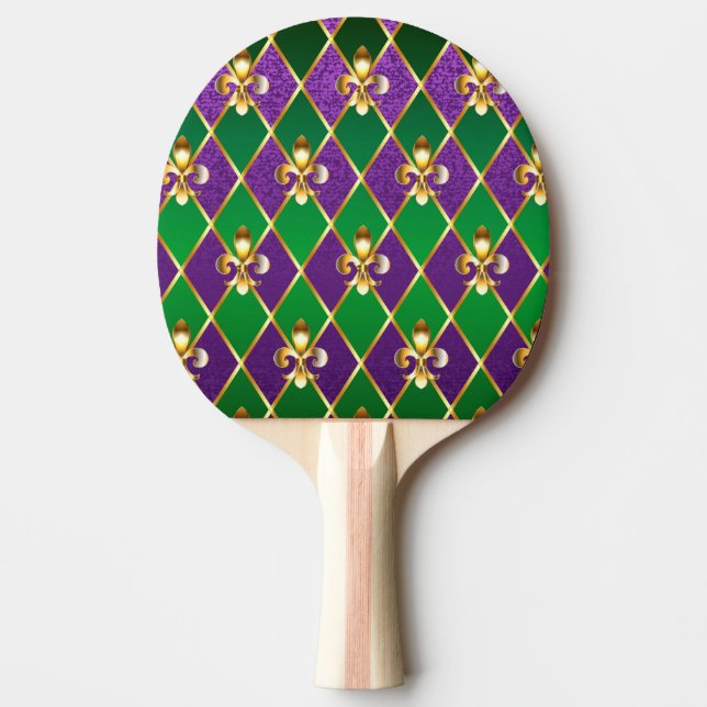 Raquette De Ping Pong Arrière - plan de bijoux Mardi Gras (Devant)