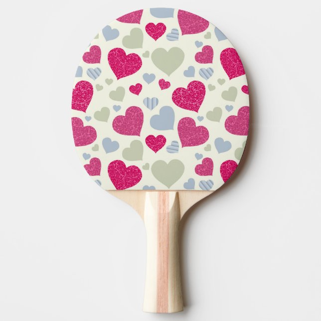 Raquette De Ping Pong Arrière - plan de coeurs (Devant)