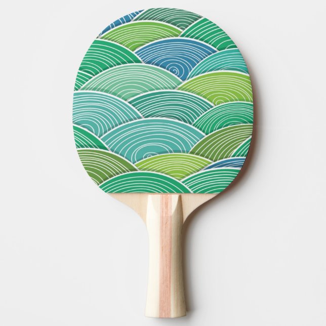 Raquette De Ping Pong Arrière - plan des vagues vertes abstraites (Devant)