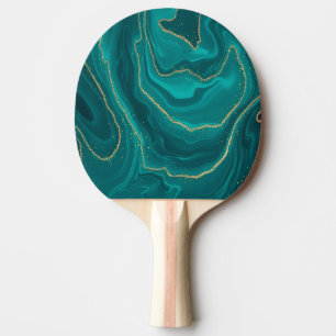 Raquette De Ping Pong Arrière - plan en marbre liquide turquoise avec