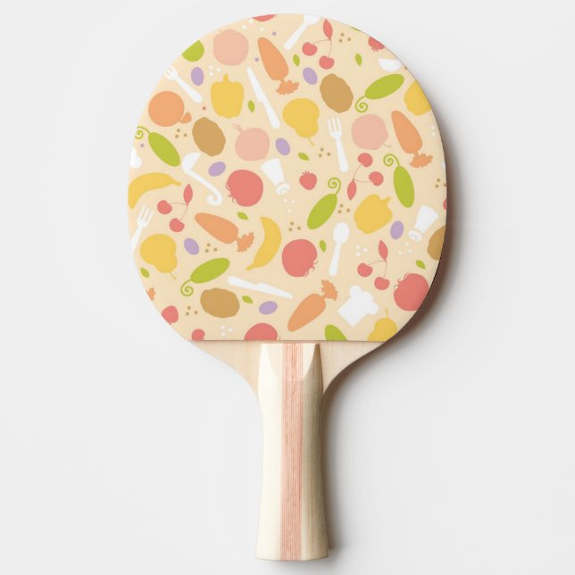Raquette De Ping Pong Arrière - plan végétarien de motif de cuisine (Devant)