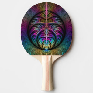 Raquette De Ping Pong Art abstrait fractal coloré et psychédélique