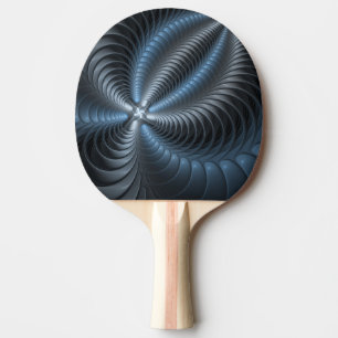 Raquette De Ping Pong Art abstrait moderne 3D fractale gris bleu plastiq
