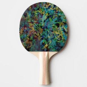 Raquette De Ping Pong Art abstrait multicolore griffonné