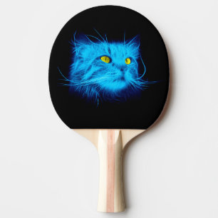 Raquette De Ping Pong Art de chat néon bleu Cool - Conception d'animal l