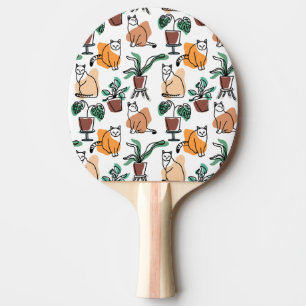 Raquette De Ping Pong Art de trait dessin chats et fleurs