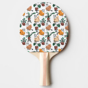 Raquette De Ping Pong Art de trait dessin chats et fleurs