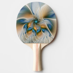 Raquette De Ping Pong Art fractal de fantaisie abstraite avec du bleu