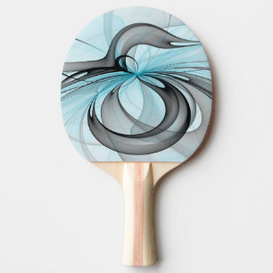 Raquette De Ping Pong Art fractal moderne gris anthracite abstrait bleu