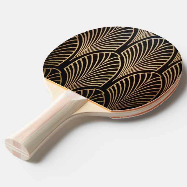 Raquette De Ping Pong Art nouveau, art déco, ventilateur motif, bronze,  (Devant Angle)