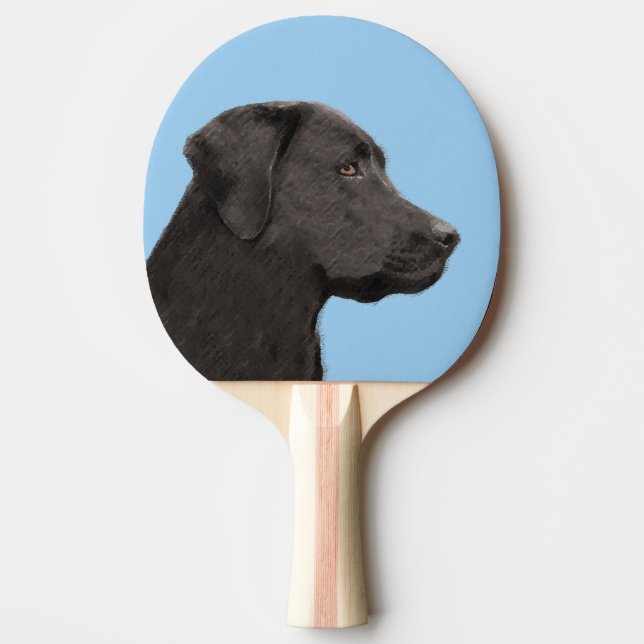 Raquette De Ping Pong Art original de chien de peintre noir de Labrador  (Devant)
