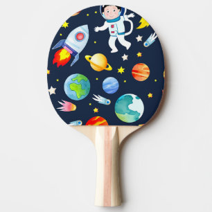 Raquette De Ping Pong Astronaute dans l'espace Planètes et Fusées Motif