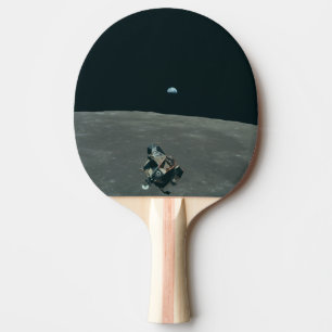 Raquette De Ping Pong Atterrisseur lunaire Apollo et Terre se levant au-