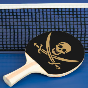 Raquette De Ping Pong Aztec Gold Crâne et cutlass Pirate Calico Jack