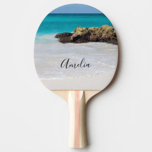 Raquette De Ping Pong Azure Ocean Sandy Beach Photo