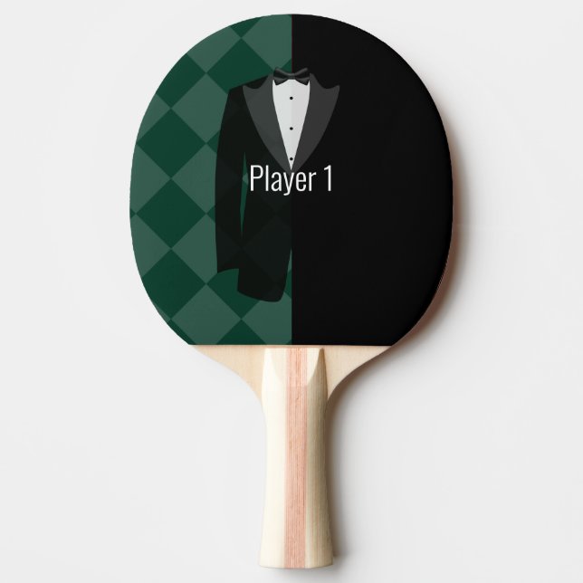 Raquette De Ping Pong Bachelor noir et vert fête bière paddle (Devant)