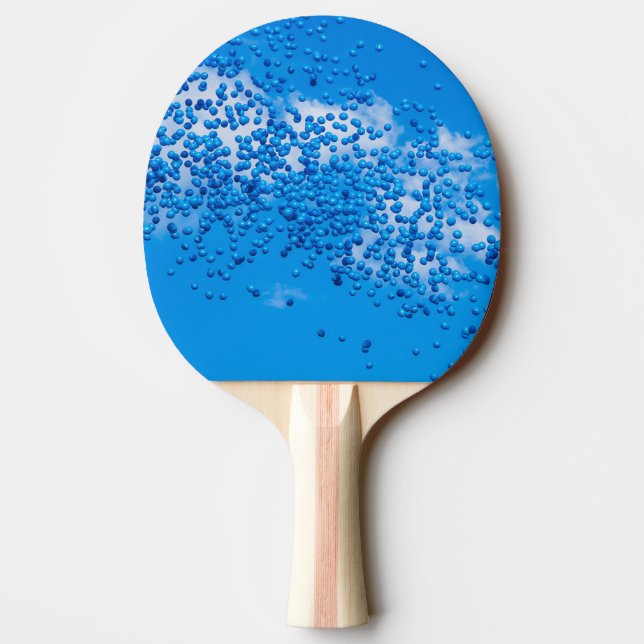 Raquette De Ping Pong Ballons de jouets bleus dans le ciel (Dos)