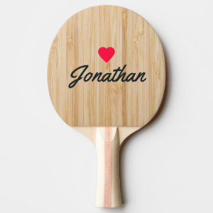 Raquette De Ping Pong Bambou Blanc Signature Vintage Cœur