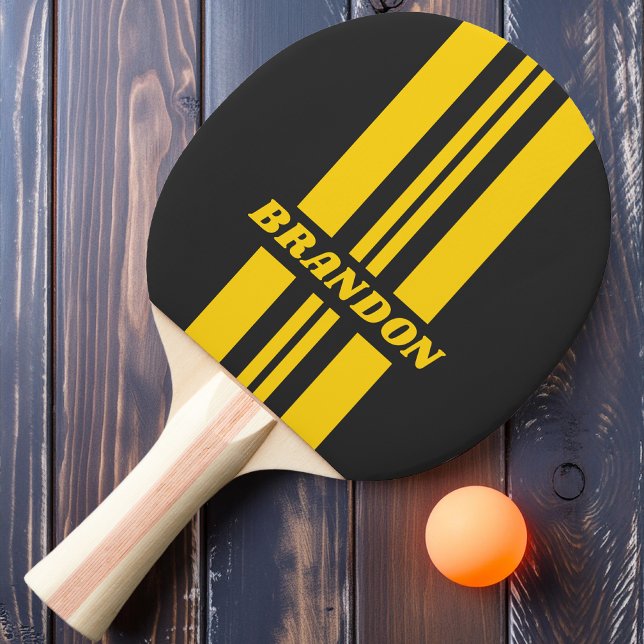 Raquette De Ping Pong Bande de rallye rétro Yellowjacket double avec nom (Créateur téléchargé)