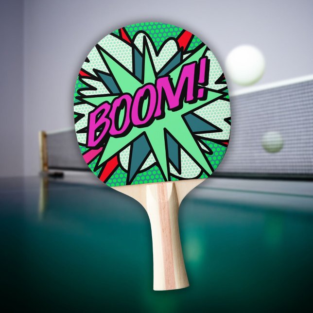 Raquette De Ping Pong Bande dessinée BOOM Moderne Fun Cool (Comic Book BOOM Modern Fun Cool Ping Pong Paddle)
