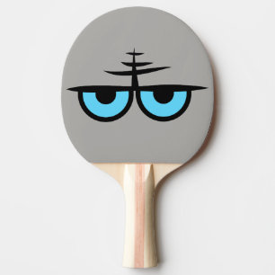 Raquette De Ping Pong Bande dessinée fâchée de yeux