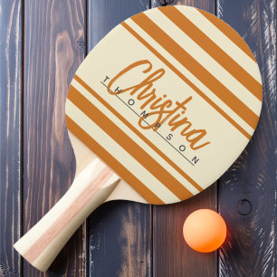 Raquette De Ping Pong Bannière Polo Milieu de Siècle Peinte au Miel Brûl