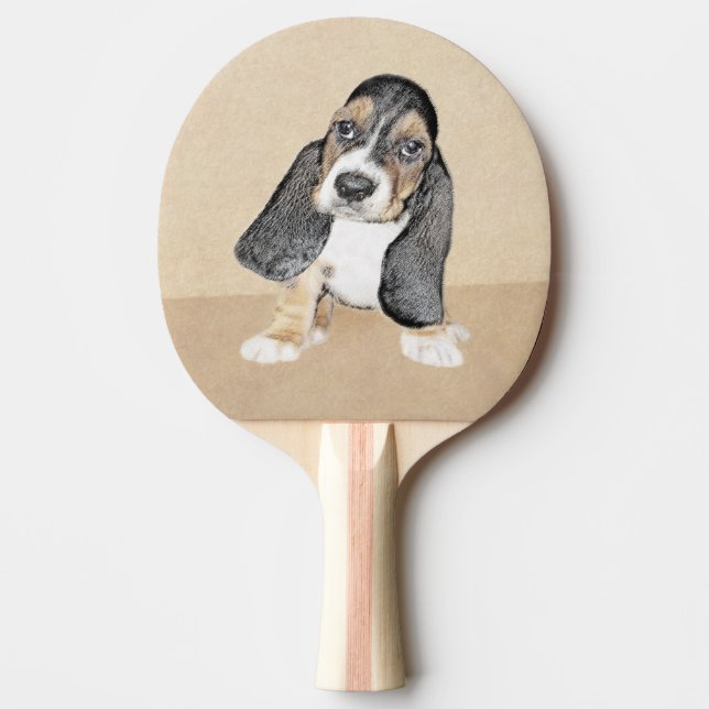 Raquette De Ping Pong Basset Hound Peinture Chiot - Art Chien original (Devant)