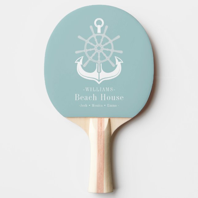 Raquette De Ping Pong Beach House Nom de famille Ancre Turquoise (Devant)