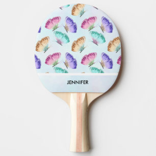 Raquette De Ping Pong Beau Motif à papillon aquarelle